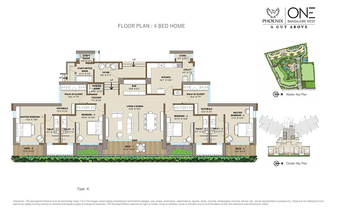 Floor Plan (4 BHK) of Luxury Residential Flats in Bangalore - Phoenix